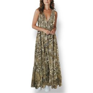 4/$20 Tiered Ruffled Leopard Print Midi Dress